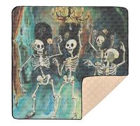 Skeletons are Dancing at A Haunted House Party Cute Foldable Baby Playmat for Floor Waterproof Tummy Time Activity Mat for Babies Infants Toddlers, 50'' x 50''