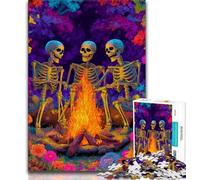 Skeletons Around A Bonfire 1000 Piece Jigsaw Puzzles,Help The Brain Exercise Addictive Toys to Cultivate Patience Unique Challenge Game (75x50cm)