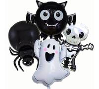 Skeletons Balloon Halloween Foil Balloons Bat Spider Ghost Balloon for Halloween Themed Party Decoration Supplies Ghost Birthday Decoration Decor Ballons Arch Kits Party Balloons Set 4pcs