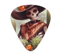 Skeletons-Cactus-Mexico 12 Pack Guitar Picks With 3 Thicknesses And Storage Box, Abs Plectrums For Electric Bass Guitar Players