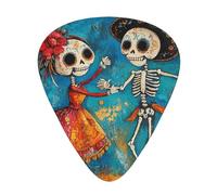 Skeletons-Couple-Dance 12 Pack Guitar Picks With 3 Thicknesses And Storage Box, Abs Plectrums For Electric Bass Guitar Players