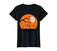 Skeletons Dancing in the Moonlight - Spooky Halloween Value Graphic T-Shirt, Women, Black, M