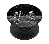 Skeletons Dancing Night Sky Cool Goth Aesthetic Halloween PopSockets Adhesive PopGrip