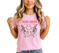 Skeletons Dead Inside But Jolly Af Womens Graphic T-Shirt Christmas Holiday Tee 2XL (22-24) Light Pink