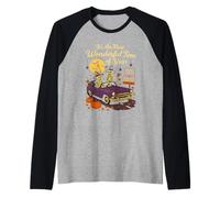Skeletons Halloween Drive Funny Spooky Season Vintage Design Raglan Baseball Tee