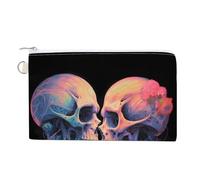 Skeletons in Love Custom Canvas Coin Purse Change Wallet Bag Small Makeup Bags for Men Women 7.5 X 4.6 Inch