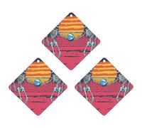 Skeletons Playing Volleyball Moon Car Air Freshener 3-pack Aromatherapy Tablets Hanging Scented Cards for Rooms Bathrooms Wardrobe Rhombus