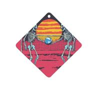 Skeletons Playing Volleyball Moon Car Air Freshener Aromatherapy Tablets Hanging Scented Cards for Rooms Bathrooms Wardrobe Rhombus