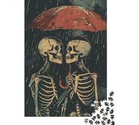 Skeletons Sharing Umbrella 1000 Piece Jigsaw Puzzle for Adults, 70x50cm/1000pcs, Screen-Free Activity, Weekend Downtime And Quiet Weekends