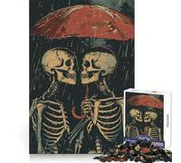 Skeletons Sharing Umbrella Jigsaw Puzzles 1000 Piece for Teenagers Wise Think Toy Peaceful Fun Tight Cut 38x26cm
