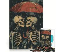 Skeletons Sharing Umbrella Jigsaw Puzzles 1000 Piece for Teenagers Wise Think Toy Peaceful Fun Tight Cut 38x26cm