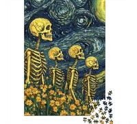 Skeletons Starry Night 1000 Piece Jigsaw Puzzle, 52x38cm/1000pcs, for Adults, Quiet Home Activity, Weekend Downtime And Year-Round Leisure