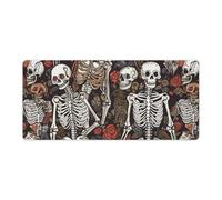 Skeletons Where Souls Meet Desk Mat with Stitched Edges, Rubber Mouse Mat for Keyboard Mats Non-Slip Waterproof Desk Pad Office Supplies Large Gaming Mouse Pad for Home Work