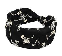 Skeletons with Various Dances Wide Headbands for Women, Yoga Workout Head Bands Wide Elastic Hair Bands for Washing Face Makeup