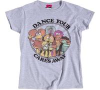 Skeletor Damen T Shirt Fraggle Rock Dance Your Cares Away, Black Grey M