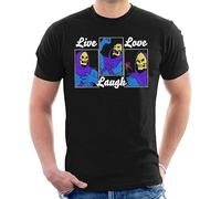 Skeletor Live Love Laugh Men's T-Shirt (UK, Alpha, XS, Regular, Regular, Black)