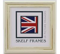 Skelf Frames 13 x 13 Inches Square Picture Photo Frame in Off-White Distressed Shabby Chic with Glass Hand made in Yorkshire (Multiple Sizes)