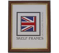 Skelf Frames 16 x 12 Inches Picture Photo Frame in Dark Wood with Gold Inlay Solid Wood with Glass Hand made in Yorkshire (Multiple Sizes)
