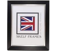Skelf Frames 7 x 5 Inches Picture Photo Frame in Brushed Black with Silver Inlay with Glass Hand made in Yorkshire (Multiple Sizes)