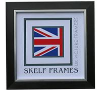 Skelf Frames 7 x 7 Inches Square Picture Photo Frame in Brushed Black with Silver Inlay with Glass Hand made in Yorkshire (Multiple Sizes)
