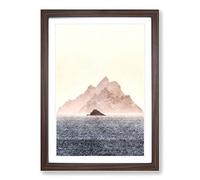 Skellig Islands in County Kerry Ireland Painting Framed Print | A2 Walnut Framed Wall Art | Ready to Hang | Modern Historical Picture | Living Room Bedroom Lounge Office