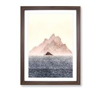 Skellig Islands In County Kerry Ireland Painting Modern Framed Wall Art Print, Ready to Hang Picture for Living Room Bedroom Home Office Décor, Walnut A4 (34 x 25 cm)