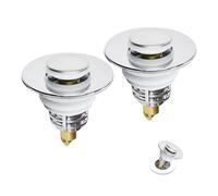SKENGWEL 2PCS Sink plug Replacement, Universal Basin Plug With Bounce Core, Brass Pop up Drain Stopper Filter with Basket Hair Catcher, 32-42mm Push Type Sink Strainer for Bathroom Basin