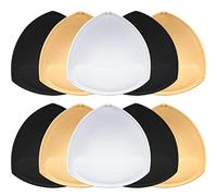 SKENGWEL 5 Pairs Women's Triangle Bra Pads Insert, Bra Pads Inserts push up Swimsuit Inserts, For Bikini Top Swimsuit (2 Pair Beige 2 Pair Black 1 Pair White) (5 pairs A/B 3 Color)