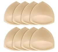 SKENGWEL Women's Triangle Bra Pads Inserts Removable Push Up Sports Bra Cups Replacements For Bikini Top Swimsuit (Triangle 4 Pairs Beige D/E)
