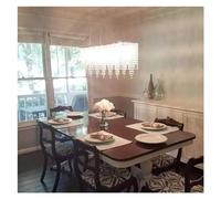 Skeppy Modern Crystal Chandelier, Rectangular, Silver, L 32 x W 8 x H 16 Inches, E14 Base, Living Room, Dining Room, Hall