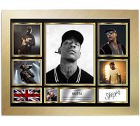 Skepta Signed Autograph Photograph Display - Perfect for Hip Hop Fans, A4 Poster + Gold Frame - Limited Edition Autograph Fan Gift - Collectible Memorabilia Merchandise