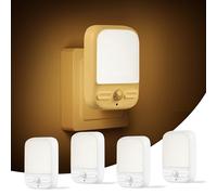SKERITO Night Light with Motion & Photocell Sensor, Night Lights Plug in Wall with 3000K Warm White, Eye-Friendly Night Lighting for Baby, Kids, Bedroom, Hallways, Stairs,4PCS