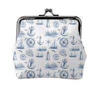 Sketch Anchor Lighthouse Print Coin Purse for Women, Kiss-lock Change Purse Wallets, Small PU Leather Coin Purses