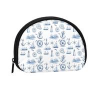Sketch Anchor Lighthouse Print Coin Purse - Mini Coin Purses for Women, Cute Small Change Purse Coins Pouch
