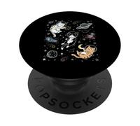 Sketch Astronaut Cats Space Doodle Stars Planets PopSockets Adhesive PopGrip