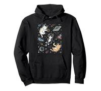 Sketch Astronaut Cats Space Doodle Stars Planets Pullover Hoodie