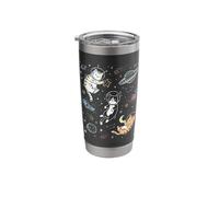 Sketch Astronaut Cats Space Doodle Stars Planets Stainless Steel Insulated Tumbler