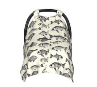 Sketch Big Eye Fish Print Baby Car Seat Covers, Breathable Nursing Cover Breastfeeding Cover, Stroller Covers, Multi-use Infant Carseat Canopy, Baby Boys Girls Newborn Essentials