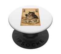 Sketch Black Cat Eating Ramen Japanese Noodle Manga Artist PopSockets Adhesive PopGrip