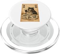 Sketch Black Cat Eating Ramen Japanese Noodle Manga Artist PopSockets PopGrip for MagSafe