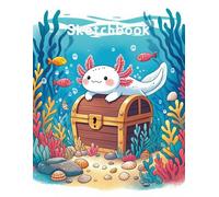 Sketch Book: Axolotl Sitting on Treasure Chest: Great for doodles, sketches, and creative ideas. Size 8.5 x 11 inches and 100 Blank Pages.
