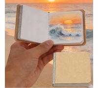 Sketch Book, Mini Portable Drawing Pad 116 Pages, 8x8cm Small Square Sketchpad for Travel, Acrylic Marker Painting & Note Taking, DIY Cover Thick Front & Back Cover, Acid-Free Paper, Brown