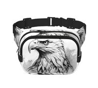 Sketch Eagle Head Fitness travel shoulder bag, fashionable and casual waist bag, square double-layer waist bag, Black, One Size, Black, One Size