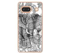 Sketch Elephant Phone Case for Google Pixel 7a Shockproof Soft Silicone TPU Protective Cases Slim Phone Cover Rugged Anti-scratch Protective Shell Black Elephant Patterned Covers,Elephant Pattern