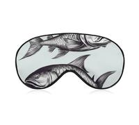 Sketch Fish Eye Mask, Side Sleeping Mask Light Blindfold Sleeping Mask Nose Pad and Elastic Band for Children Women and Men