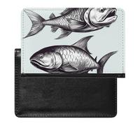 Sketch Fish Passport Cover Protector Rfid Blocking Passport Holder Id Card Holder Secure Travel Wallet Organizer for Passport Tickets Credit Cards, style, One Size