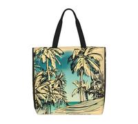 Sketch Hawaii Print Tote Bag For Women, Work Handbags, Large Capacity Casual Shoulder Handbags, For Travel Gym