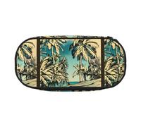 Sketch Hawaii Print Unisex Pencil Case Pouch - Compact Design for Pencils, Small Items - Double-Headed Zipper