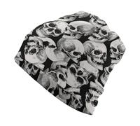 Sketch Human Skulls Unisex Cuffed Knit Beanie Cap Hat Full Print Baggy Cap Skull Cap Head Wrap Sleep Caps for Men Women