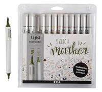 Sketch markers, 1 Pack, 12 pcs., Line 1+2-5 mm, Mute Colors